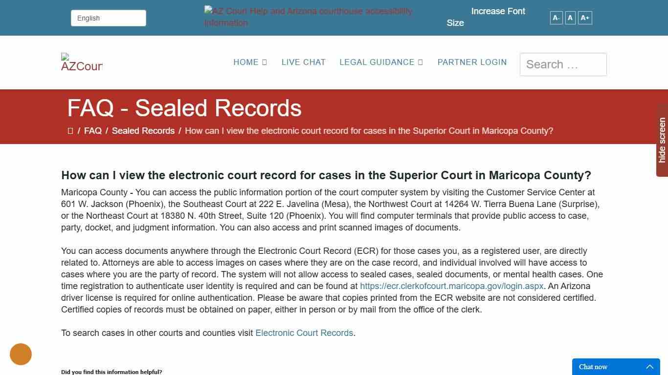 How can I view the electronic court record for cases in the Superior Court in Maricopa County?
